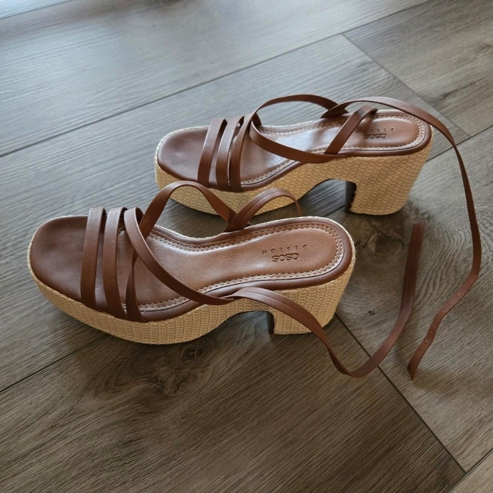 ASOS Brown Platform Strappy Sandals